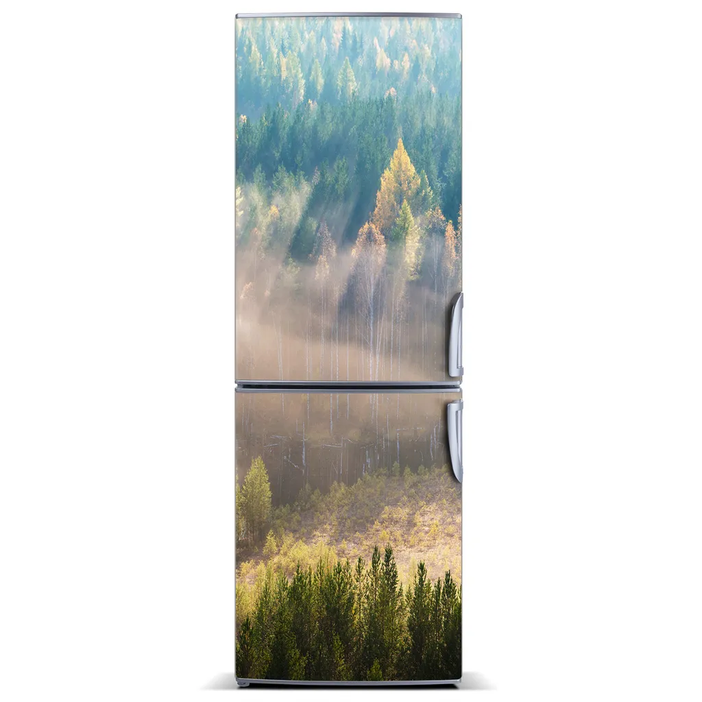 Tulup Kühlschrankdekoration - Magnetmatte - 60 cm x 180 cm - Magnet auf dem Kühlschrank - Den Wald Nebel Über